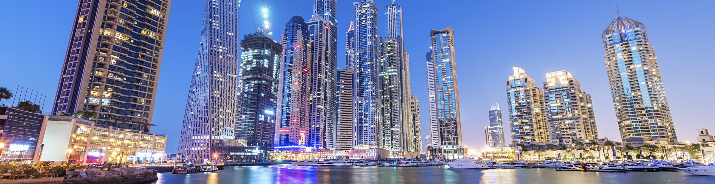 Dubai coastal city view at night